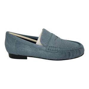 BIBI LOU CLASSIC RUCHED LOAFERS SUEDE LEATHER SLIP-ON CELESTE SKY BLUE SZ 6 NIB